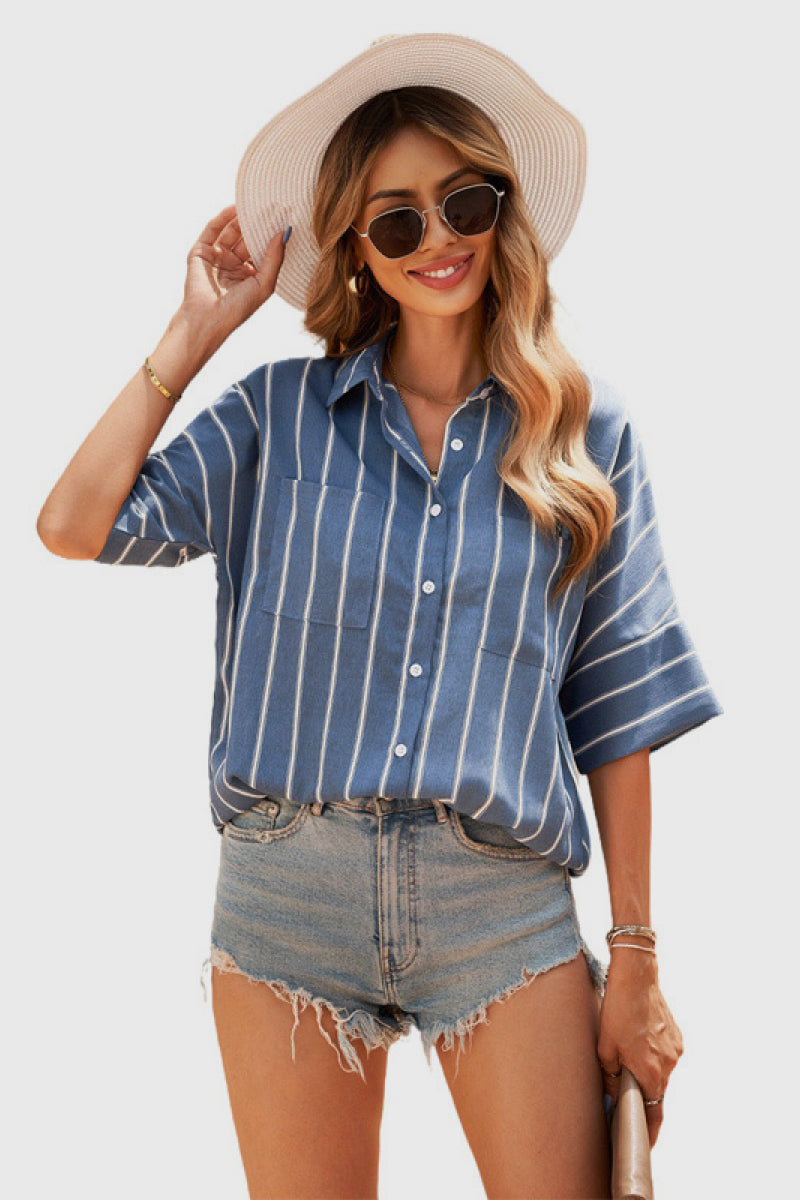 Pocketed Striped Shirt