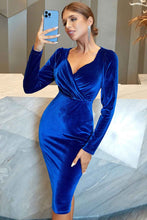 Load image into Gallery viewer, Long Sleeve Surplice Bodycon Dress
