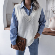 Load image into Gallery viewer, Rib-Knit V-Neck Sweater Vest
