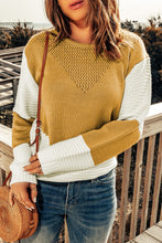 Load image into Gallery viewer, Two-Tone Openwork Rib-Knit Sweater
