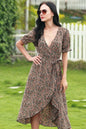 Full Size Range Paisley Wrap Frill Sleeve Dress