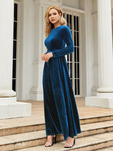 Load image into Gallery viewer, Tie Front Round Neck Long Sleeve Maxi Dress
