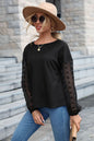 Swiss Dot Mesh Balloon Sleeve Blouse