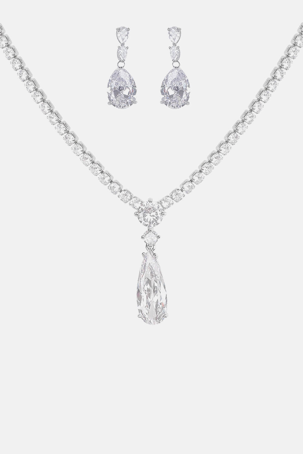 Cubic Zirconia Pendant Necklace and Earrings Set