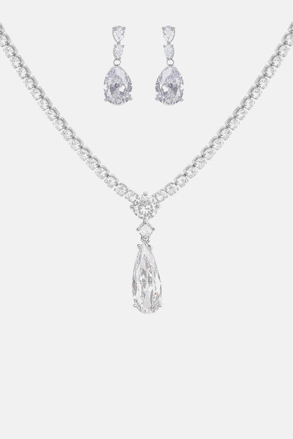 Cubic Zirconia Pendant Necklace and Earrings Set