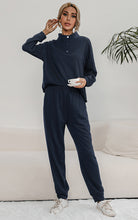 Load image into Gallery viewer, Buttoned Collar Top and Pants Lounge Set
