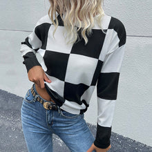 Load image into Gallery viewer, Checkered Dropped Shoulder Knit Pullover
