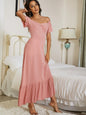 Off-Shoulder Ruffled Hem Maxi Dress