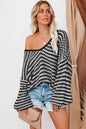 Striped Print V-Neck Sweater