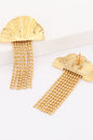 18K Gold Plated Fan Fringe Dangle Earrings