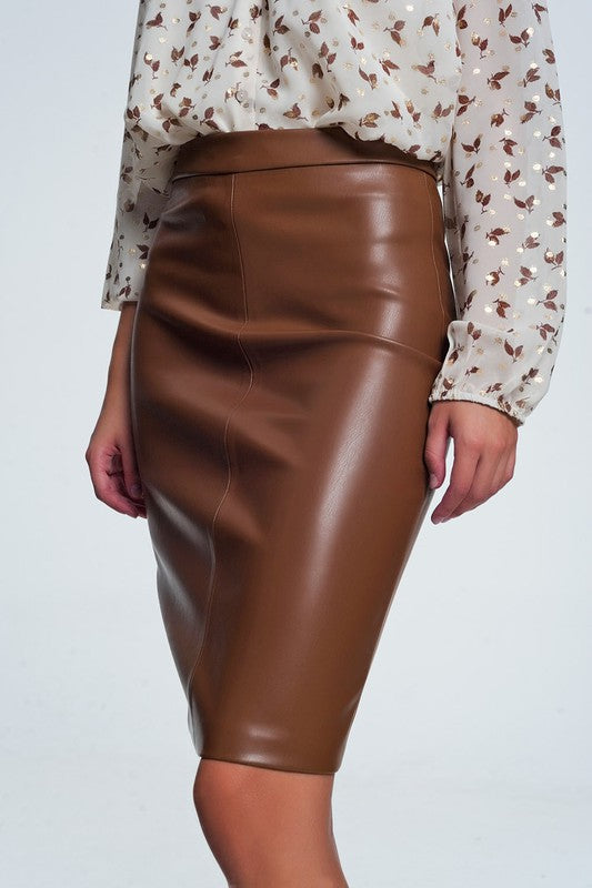 Faux Leather Pencil Skirt