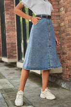 Load image into Gallery viewer, Button Front A-Line Denim Skirt
