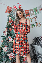 Load image into Gallery viewer, Christmas Print Plaid One Shoulder Dress
