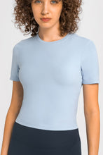 Load image into Gallery viewer, Round Neck Short Sleeve Yoga Tee
