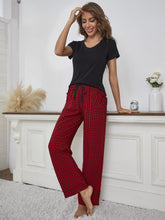 Load image into Gallery viewer, V-Neck Top and Gingham Pants Lounge Set
