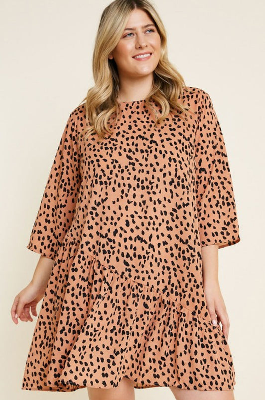 Asymmetrical Dotted Swing Dress