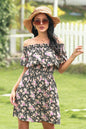 Full Size Range Floral Shirred Boat Neck Dress