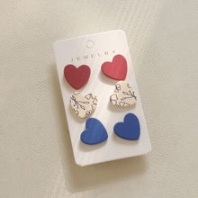 Load image into Gallery viewer, 3 Piece Acrylic Heart Stud Earrings
