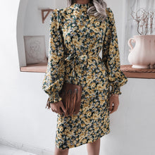 Load image into Gallery viewer, Floral Mock Neck Bow Detail Dress
