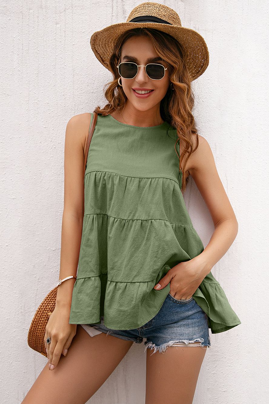 Tiered Layer Ruffle Hem Top