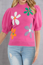 Load image into Gallery viewer, Flower Mock Neck Short Sleeve Sweater
