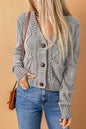 Mixed Knit Button Down Cardigan with Pockets