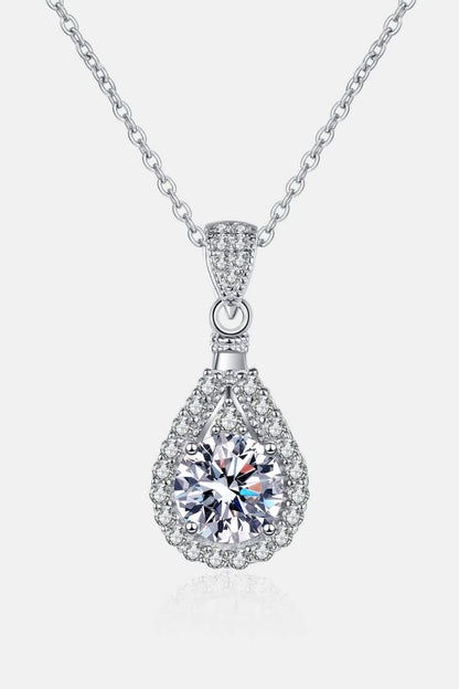 1 Carat Moissanite Teardrop Pendant Chain Necklace