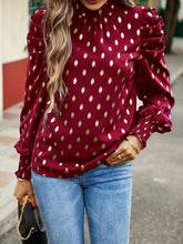 Load image into Gallery viewer, Printed Mock Neck Lantern Sleeve Blouse
