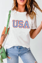 Load image into Gallery viewer, USA Graphic Embroidered Round Neck T-Shirt

