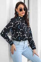 Load image into Gallery viewer, Printed Gathered Detail Mock Neck Blouse
