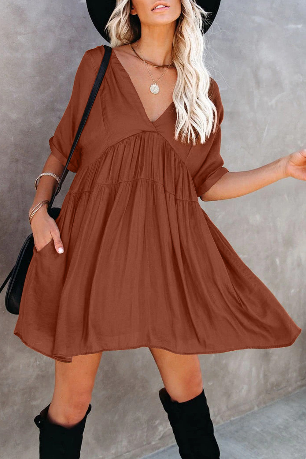 Kimono Sleeve Tiered Dress