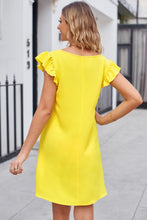 Load image into Gallery viewer, Ruffled V-Neck Flutter Sleeve Dress
