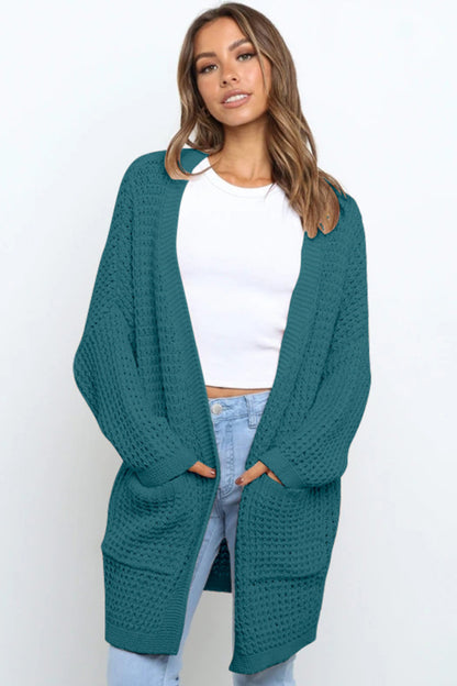 Open Front Pocket Chunky Knit Cardigan