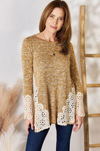 Load image into Gallery viewer, Hailey &amp; Co Round Neck Crochet Detail Knit Top
