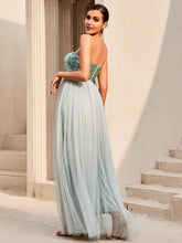 Load image into Gallery viewer, Sequin Strapless Spliced Tulle Dress
