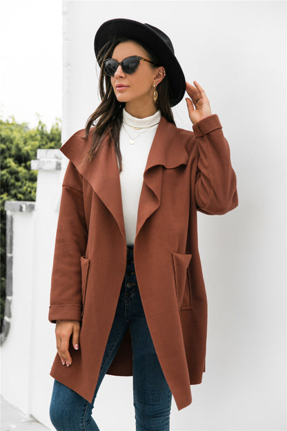 Waterfall Collar Open Front Coat