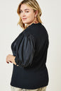 Plus Size Ribbed Puff Sleeve Top