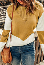 Load image into Gallery viewer, Two-Tone Openwork Rib-Knit Sweater
