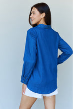 Load image into Gallery viewer, Doublju Blue Jean Baby Denim Button Down Shirt Top in Dark Blue
