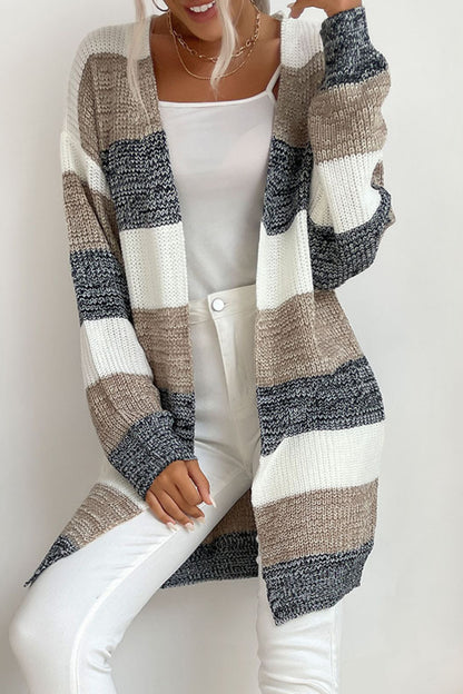 Striped Long Sleeve Duster Cardigan