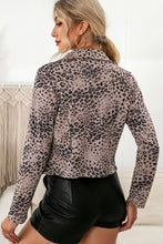 Load image into Gallery viewer, Leopard Zip Up Crop Moto Jacket
