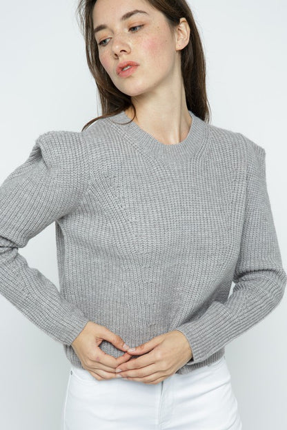 Structured Puff Shoulder Sweater