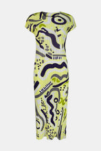 Load image into Gallery viewer, Abstract Print Accordion Pleated Round Neck Midi Dress
