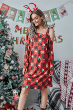 Load image into Gallery viewer, Christmas Print Plaid One Shoulder Dress
