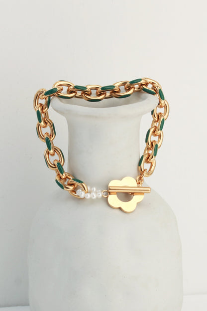 Flower Toggle Clasp Chain Bracelet