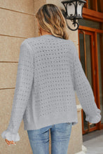 Load image into Gallery viewer, Openwork Flounce Sleeve Button-Up Fuzzy Cardigan
