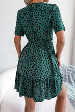 Load image into Gallery viewer, Printed Round Neck Short Sleeve Ruffled Dress
