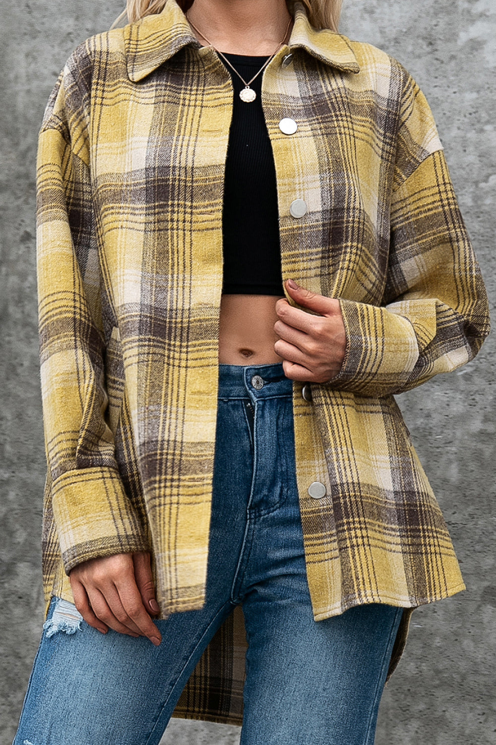 Plaid Single Breasted Shirt Jacket