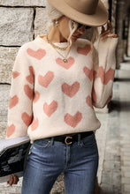 Load image into Gallery viewer, Heart Pattern Dropped Shoulder Sweater

