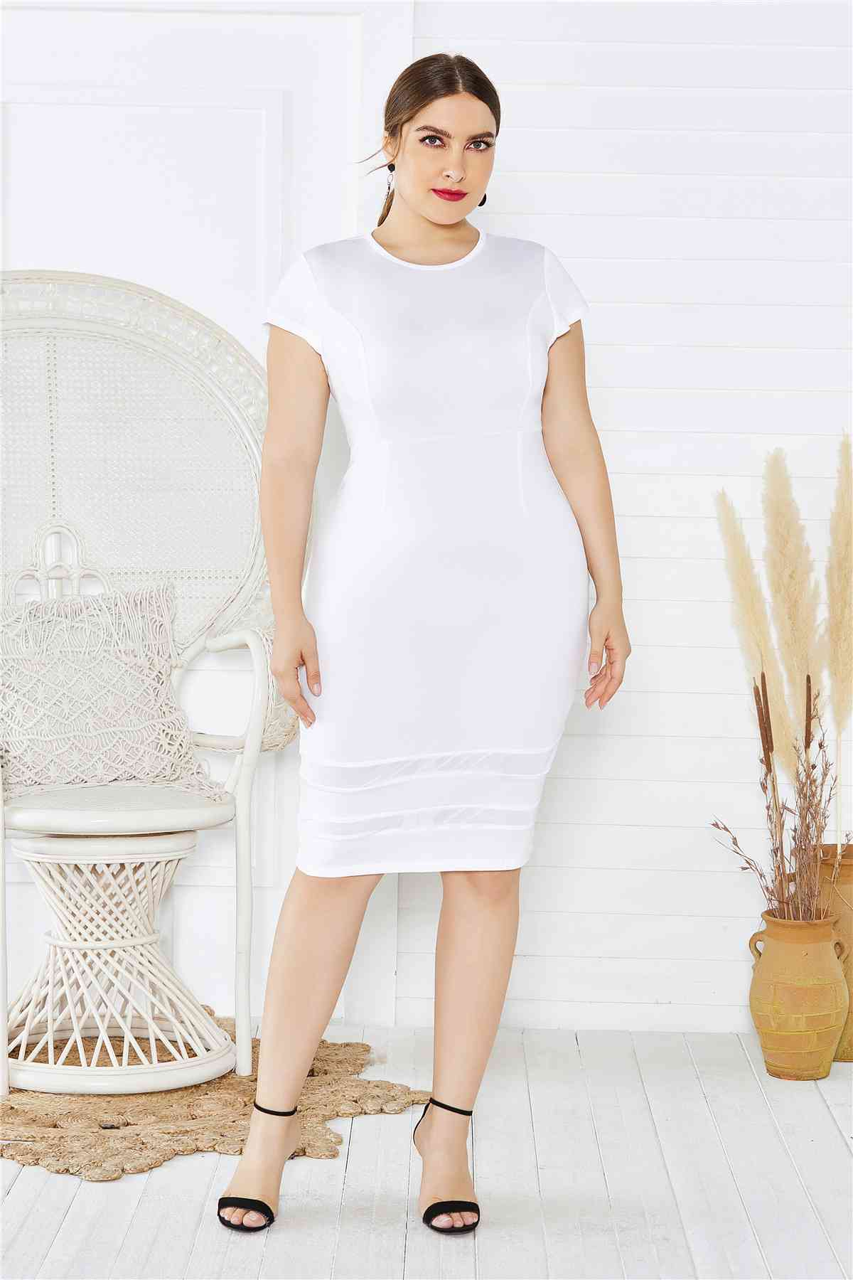 Mesh Stitching Plus Size Dress